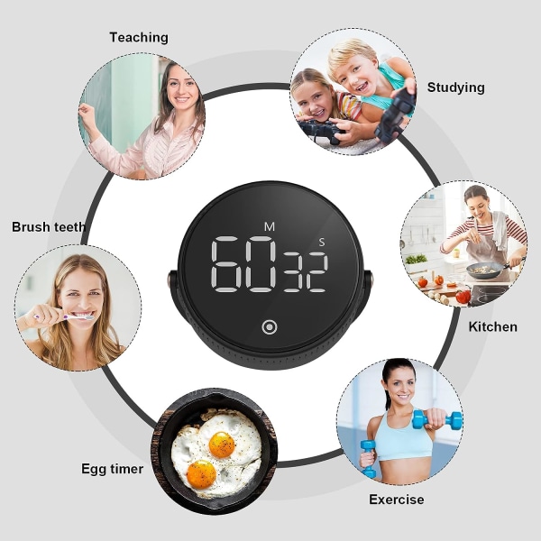 Kitchen Timer, Digital Magnetic Timer with LCD Display and 3 Adju