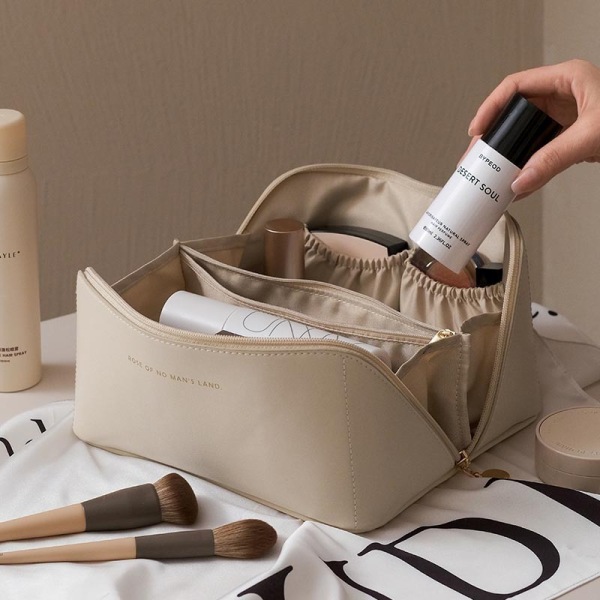 Kvinder Makeuptaske med stor kapacitet Kosmetisk taske Toiletartikler Opbevaring Rejsearrangør