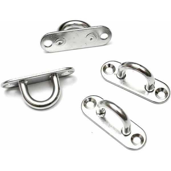 6 stk 5mm rustfritt stål avtrekkerbeskyttelse øyeplater Pad Eye Ring krok, 45*15mm