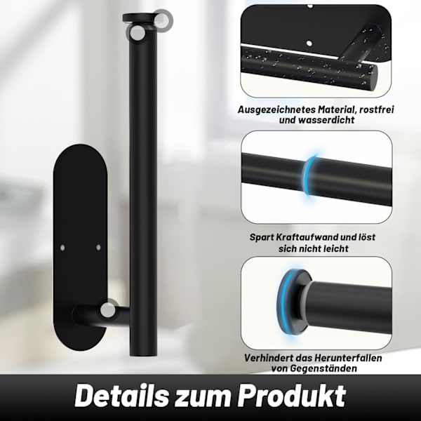 Indtrækkelig toiletrulleholder, ingen boring rustfrit stål, til køkken,
