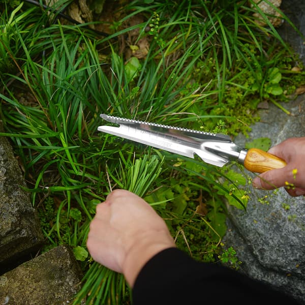 Manuell ugressfjerner, rustfritt stål ugressfjerner spade, treskaft, hageklipping