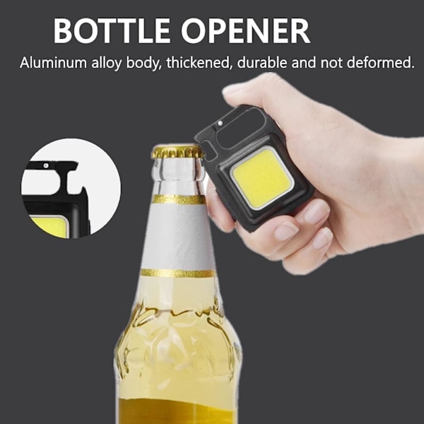 Nøkkelring LED lommelykt, USB oppladbar liten COB multifunksjon