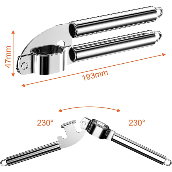 Hvidløgspresser, rustfrit stål hvidløgspresser, praktisk køkkenudstyr