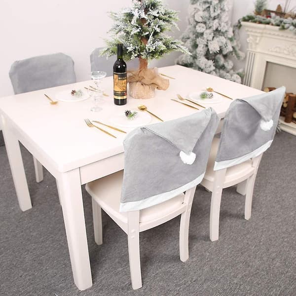 Pakke med 4 grå julehattestole ryglæn covers