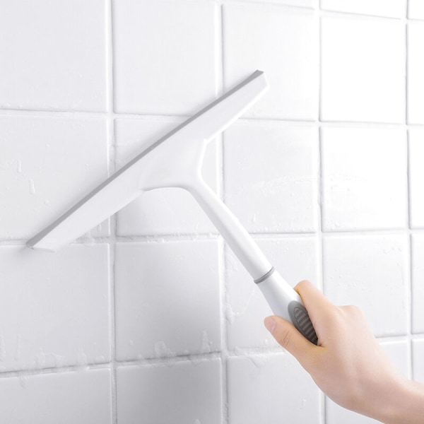 Duschglastorkare, universal väggmonterad duschskrapa, icke-märkande glasrengöringsmedel, används för spegel, kakelrengöring, off-white