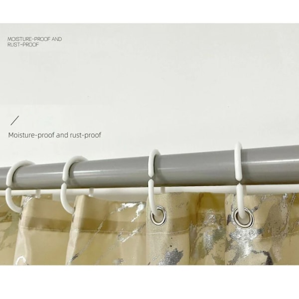 (Beige) Simpelt Sølv Marmoreret Bruseforhæng - 180x180cm, Maskinvaskbart Polyester Bruseforhæng med Vægtet Bundkant og 12 Kroge, Badeværelse
