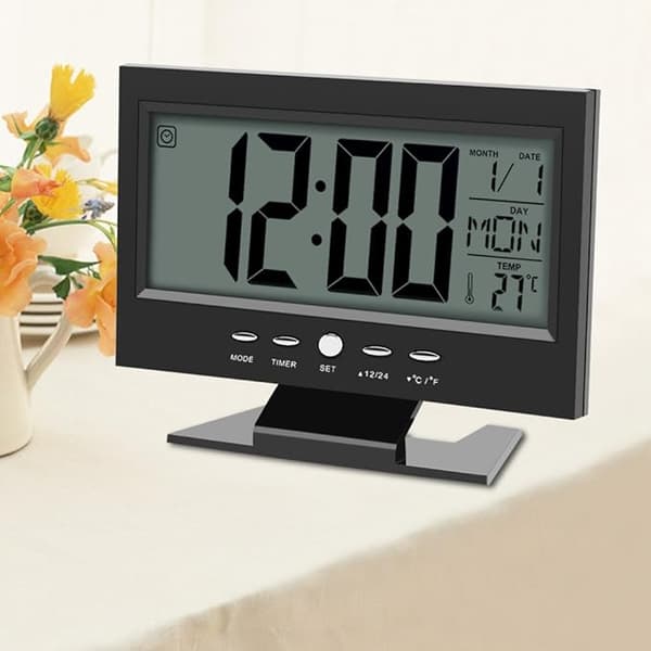 Elektronisk klocka, LCD digital ljudsensor väckarklocka med kalender och T