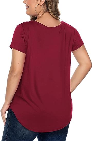 Kvinnors Plus Size Topp Kortärmad Kors V-ringad Tee XXL