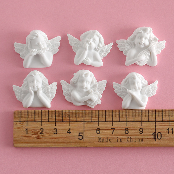 12 stk. Miniature Englefugure Barok Stil Flade Ryg Resin Englefugure Pynt DIY Scrapbooking Håndværk Fremstilling Telefon Case Charms