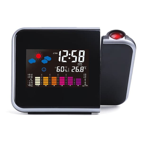 Digital projektionsväckarklocka med termohygrometer, tid, datum