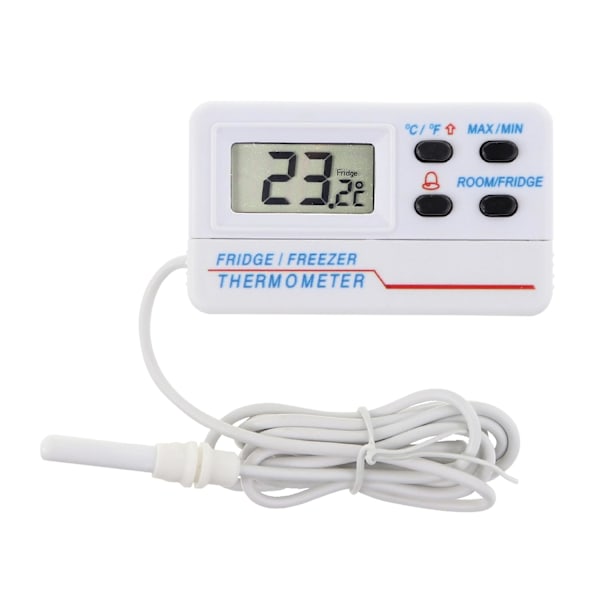 Digital Kylskåps- eller FrysTermometer - Med Alarm - Max Min Funktion - 1.2m Kabel