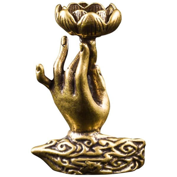 Kobber Retro Røgelse Brænder Buddha Hånd Form Hjem Ornament