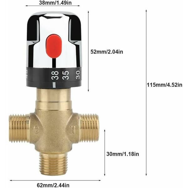 Termostatisk blandebatteri, Solid Brass 3-veis termostatisk blandebatteri Temperaturkontrollventil for dusjsystem