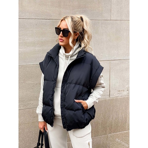 (M)Puffer Vest Women Sleeveless Zip Up Outerwear Warm Puffer Lightweight Down with Pocket Fall Winter Jackets Coats