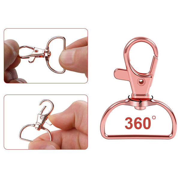 50 stk. Swivel Snap Hooks med nøkkelringer, Premium Metal Swivel Lobs