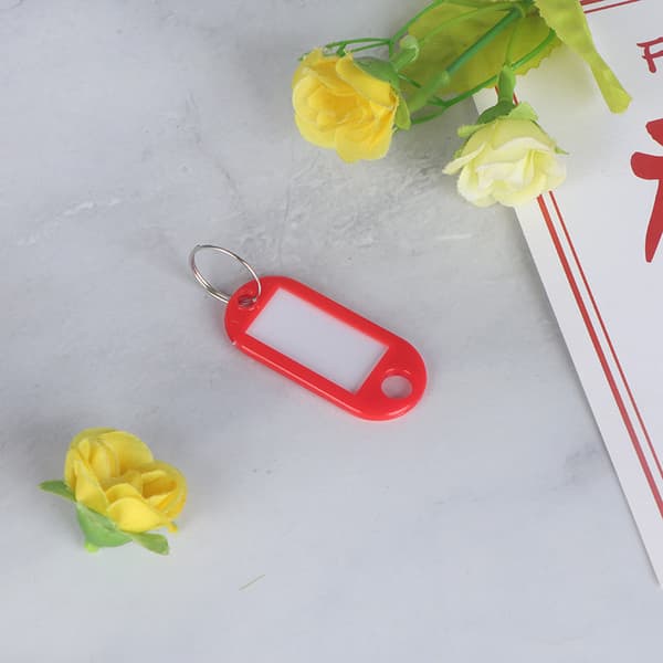 100 stk. Plastik Nøglemærker med Splitsring (Rød)