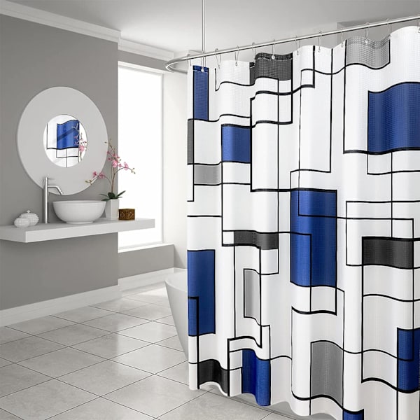 Blå Duschdraperi Geometrisk Duschdraperi Modern Marinblå Bad