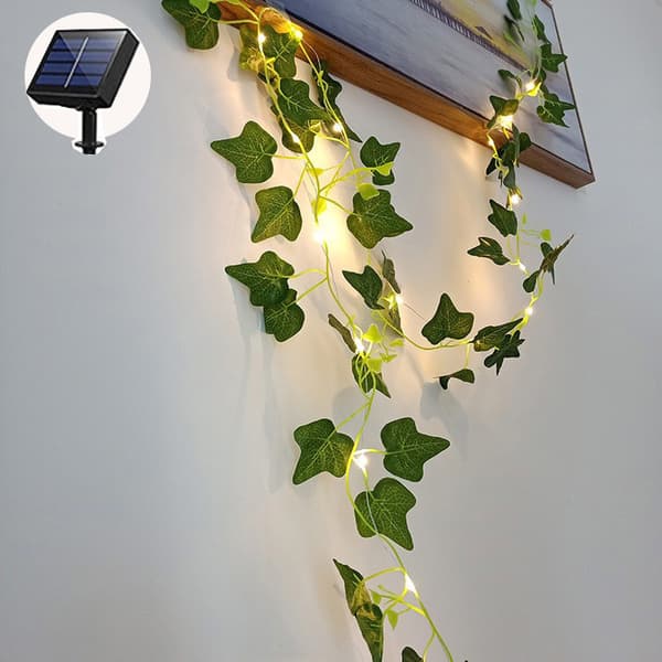 1 stk. solcelledrevne fe-lys 10M 100 LED'er, kunstig efeu S