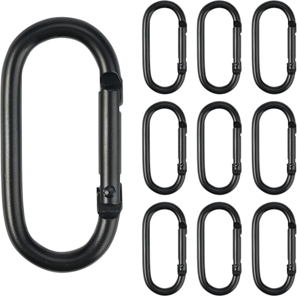 10 stk. karabinhager, 2 cm*5 cm lille sort karabinhage, mini aluminium karabinhager fjederbelastede klatre nøgleringsclips, karabinhager til fastgørelse af udstyr til H