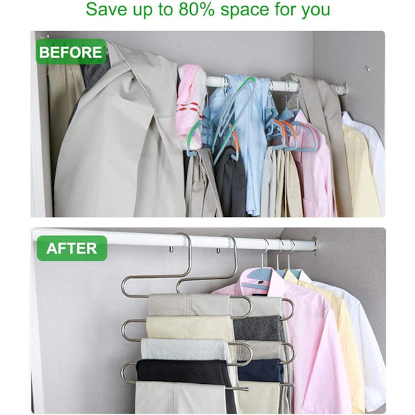 3-pack byxorhängare, platsbesparande S-typ klädhängare, byxhängare och arrangörer för halsdukar, jeans, kläder, byxor, handdukar