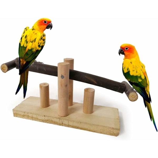 Papegoja Bite Toy Swing Trä Gungstol Stativ Bar Swing Fågel P