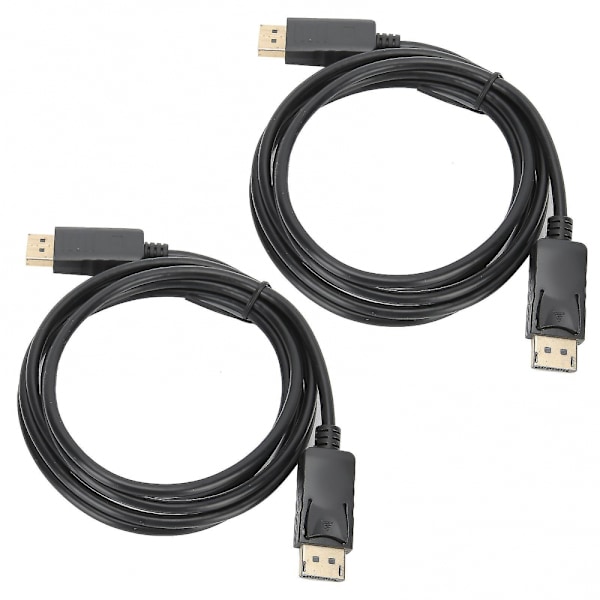 DisplayPort-kabel 1,8 m hann til hann DP-tilkoblingslinje 2 stk adapter