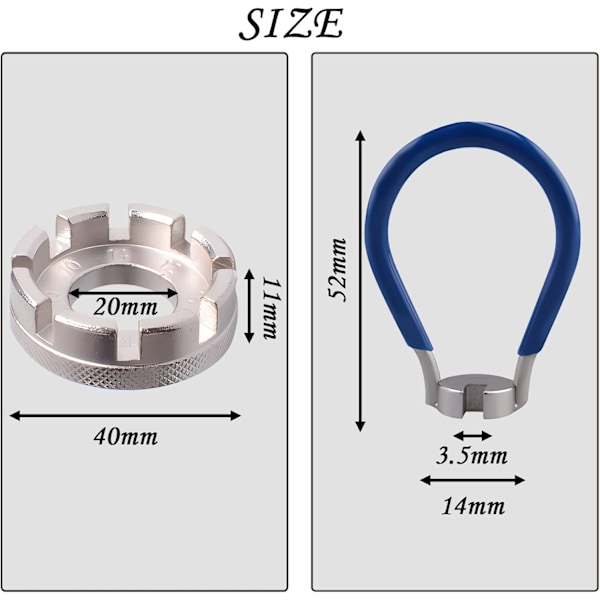 Cykel Eger Nøgle, Eger Værktøj, Universal Eger Nøgle, Cykel Nøgle Eger Værktøj, 10-15 Gauge til Cykel, Elbil (Sølv og Blå)