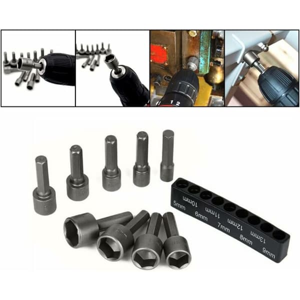 9-delt socketnøkkelsett socketsett dypt sekskant socketsett socketsett og bitsett socket adapter for skralle socket driver deler