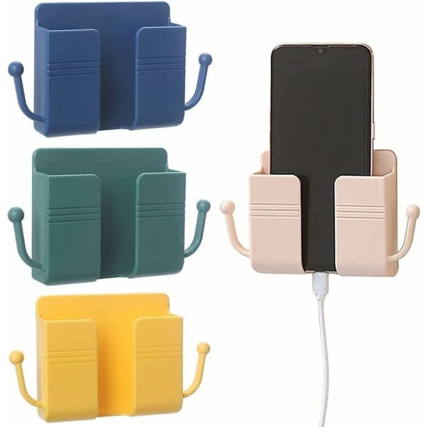 4 st väggorganiseringsbox, fjärrkontrollförvaringsbox, fjärrkontrollväggförvaringsbox, med 2 krokar, 4 färger, för placering av fjärrkontroller, mobiltelefoner, hörlurar 9,5X3X