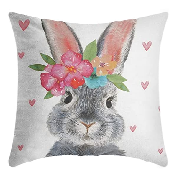 Happy Easter Eggs Bunny Dekorative Pudetrekk 18x18 Sett med 4