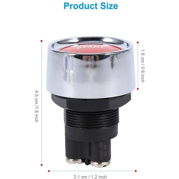 Motorstartknap DC 12V 50A Multifunktion Trykknapkontakt Tænding Starter