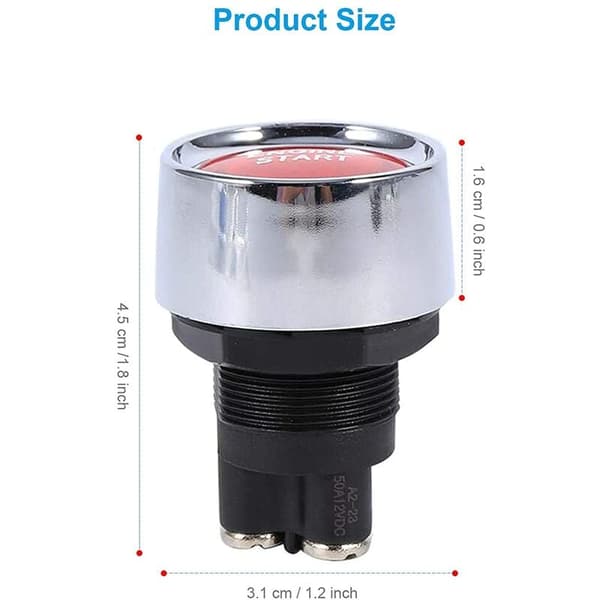 Motorstartknapp DC 12V 50A Multifunksjonell trykknappbryter Tenning Starter