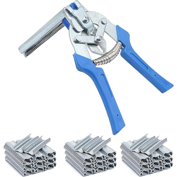 Hog Ring Tang Set Type M Clous Ring Tang og 1800 stk M Klips Rask Automatisk Gjerde Festespiker Tråd for Gjerder, Bur for Dyr