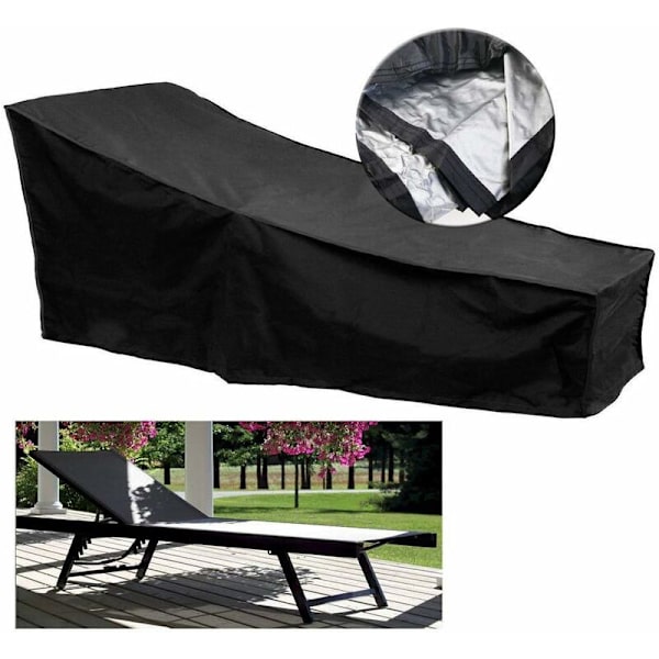 Havebeskyttelse til solseng i Oxford-stof med justerbar snøre, 208×76×79/41CM (sort)