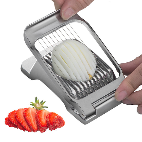 Äggskivare i Aluminium och Klippor, Rektangulär Äggskivare för Löskokta Ägg Tål Maskindisk, Tomatskivare för Runda och Ovala Ägg