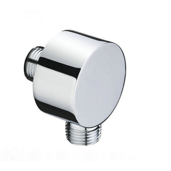 Round Hose Fitting, Chrome Wall Connection Elbow, Brass, Universal, 1/2" S