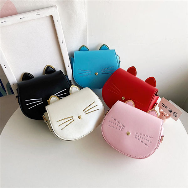 Katt duskveske med dusk, liten myntpung, crossbody-veske for barn, jenter, rosa