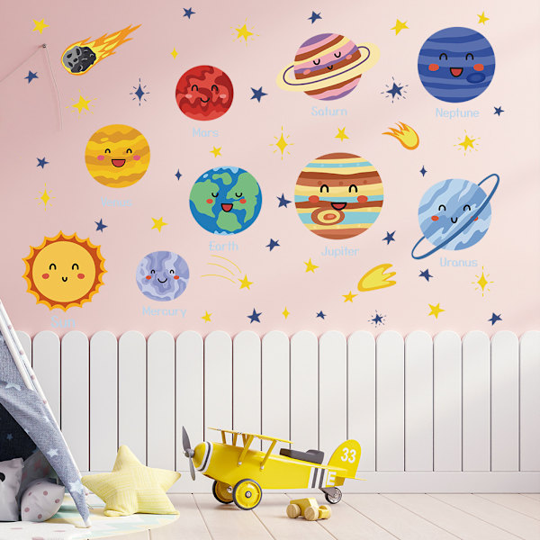 Planet Wall Sticker Solar System Space Kids Wall Decal, 1 set