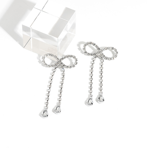 Vedhæng Øreringe Sølv Dangle Øreringe Kvinders Rhinestone Øreringe Letvægts
