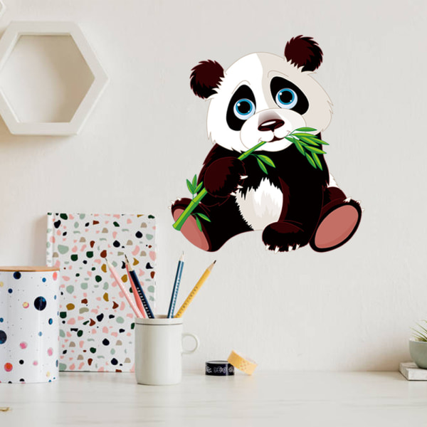 Söt panda som äter bambu väggdekor Barnrumsväggdekor