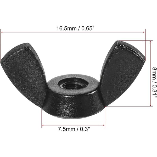 M3 Vingmutter Vingmuttrar Nylon Hand Twist Åtdragningsfästen Svart