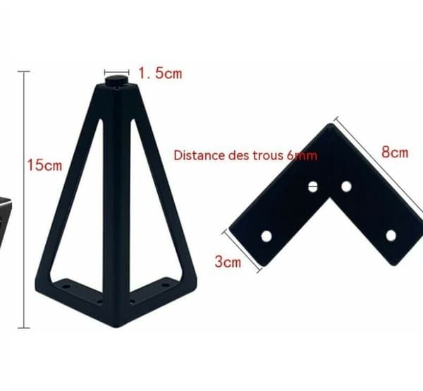 4 stk. 15 cm Sorte Metal Udskiftnings Møbelben til Møbler, Skab, Sofa, Andre Møbelfødder. (15 cm, Lys Sort)