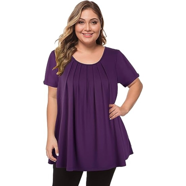 Kvinners Plus Size Topp Kort Ermet Flytende Skjorte Casual Skjorte Tunika