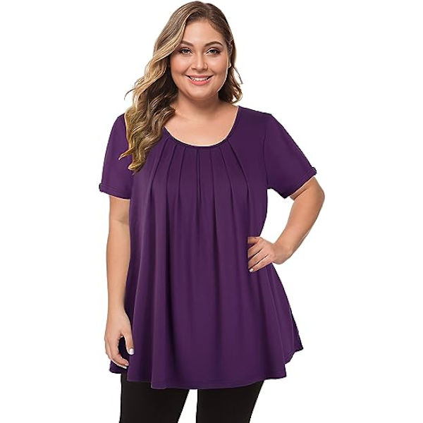 Naisten Plus Size Top Lyhythihainen Flowy Paita Casual Paita Tunika