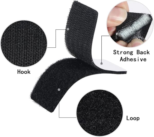 Strips med lim, 1x4 tommers borrelåsstrips - 15 sett, St