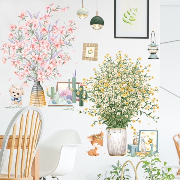 Väggdekal Blommor Vackra Växter Självhäftande Väggdekal för Liv