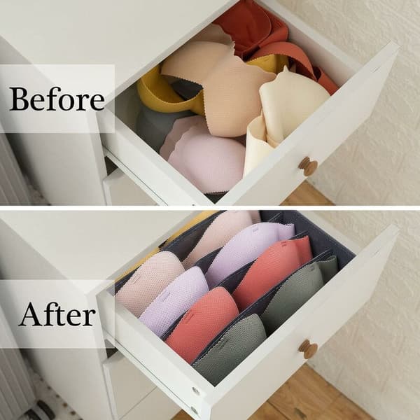 Underwear Storage, Sæt med 2 6 rum Foldbar Skuffe Organiser