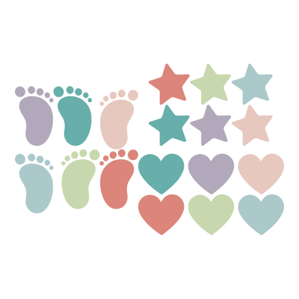Et sæt Footprints Stars Hearts Wall Stickers Decals Wall Decor