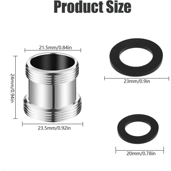 2 stk 22/24mm hann til hann kranadapter, 22mm hann til hann NPT-gjenger