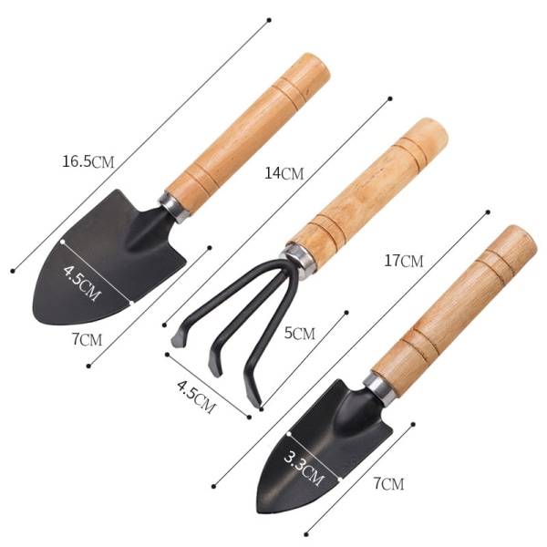 3-pakke miniskje, rive for potteplanter, frøplanter, løs jord,